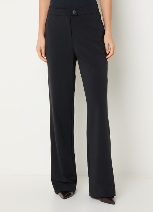 Expresso High waist straight fit pantalon met paspelzakken