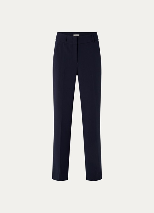 Expresso High waist straight fit pantalon met steekzakken - voorkant 2 donkerblauw