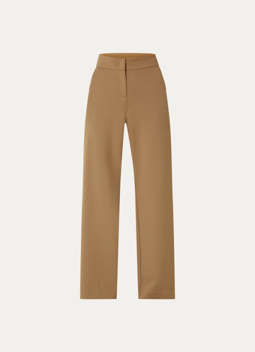 Expresso High waist straight fit pantalon met steekzakken - voorkant 2 camel