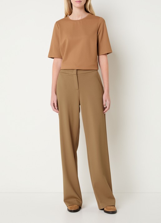 Expresso High waist straight fit pantalon met steekzakken - voorkant 3 camel