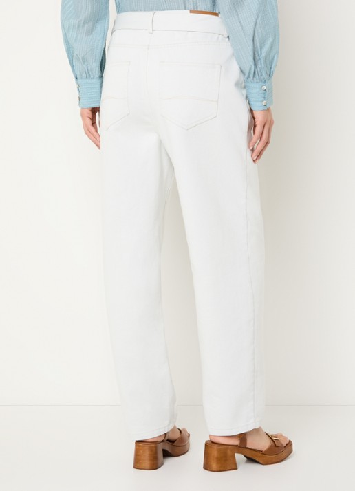 Expresso High waist straight leg jeans met gekleurde wassing en ceintuur - achterkant 5 gebroken wit