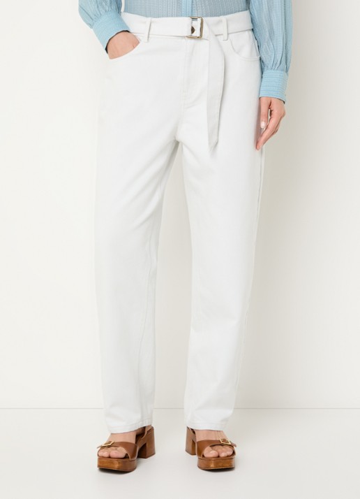 Expresso High waist straight leg jeans met gekleurde wassing en ceintuur