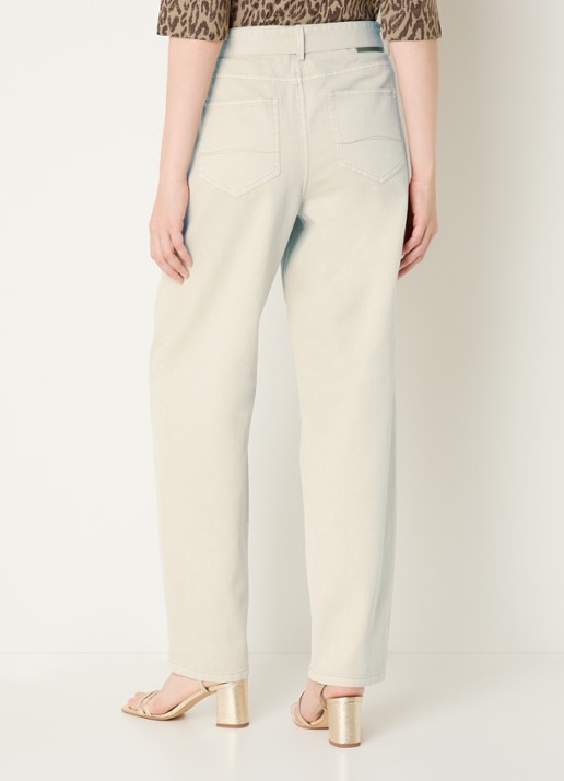 Expresso High waist straight leg jeans met gekleurde wassing en ceintuur - achterkant 3 beige