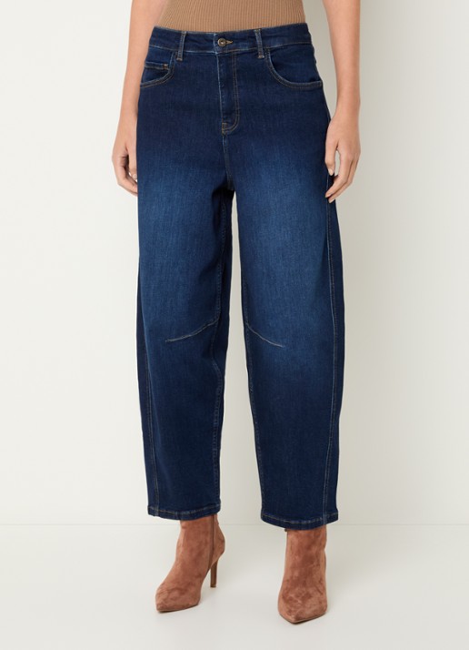 Expresso High waist tapered fit jeans met donkere wassing