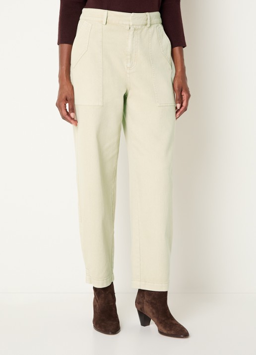 Expresso High waist wide fit jeans met steekzakken - detail lichtgeel