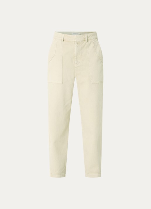 Expresso High waist wide fit jeans met steekzakken - voorkant 2 lichtgeel