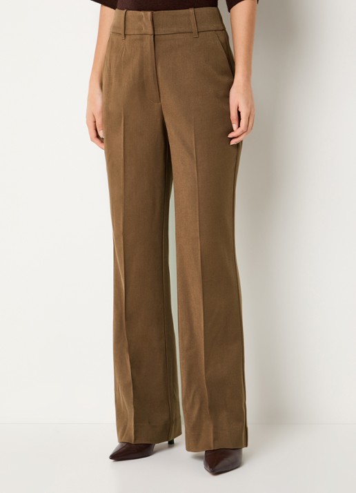 Expresso High waist wide fit pantalon in wolblend met steekzakken
