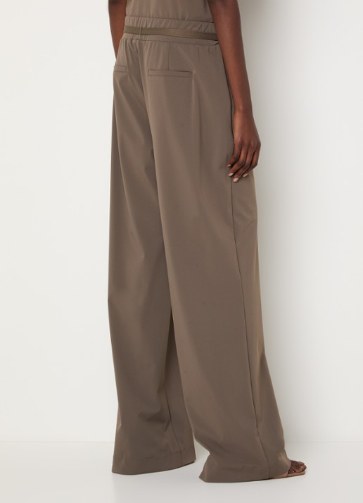 Expresso High waist wide fit pantalon met steekzakken - achterkant zand