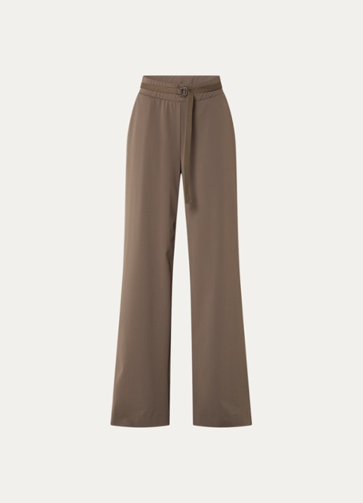 Expresso High waist wide fit pantalon met steekzakken - voorkant 3 zand