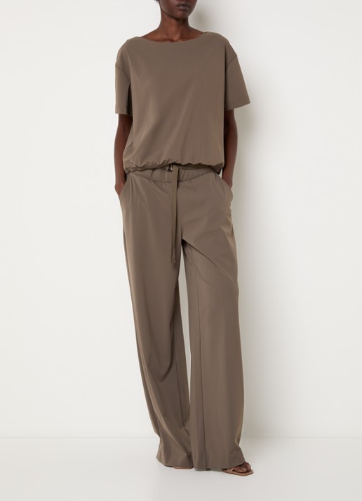Expresso High waist wide fit pantalon met steekzakken - voorkant 4 zand