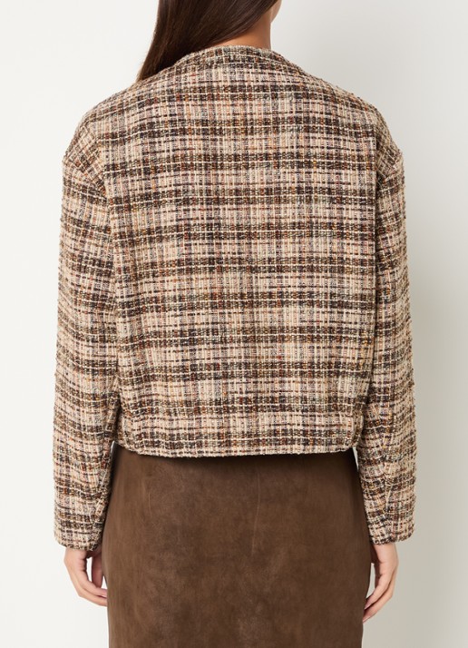 Expresso Jack met tweed-look en ronde hals - achterkant beige