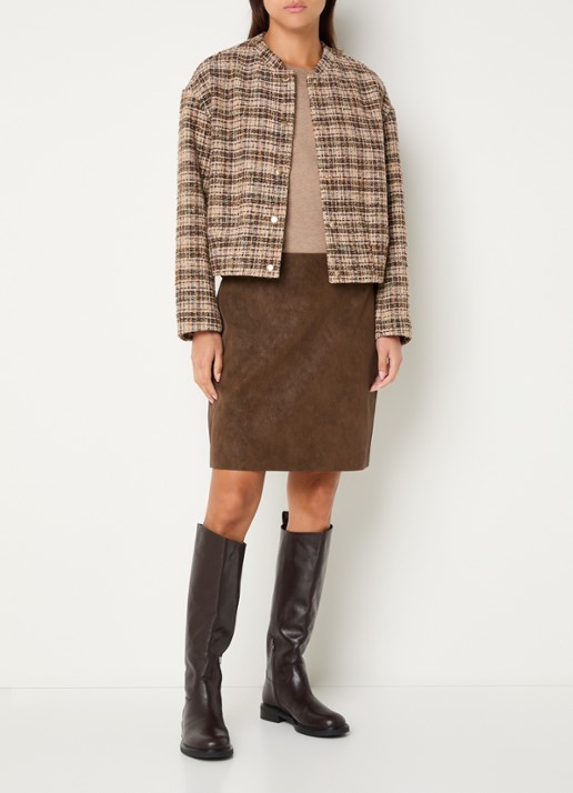 Expresso Jack met tweed-look en ronde hals - voorkant 3 beige