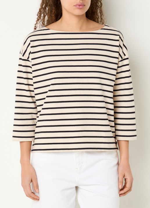 Expresso Longsleeve met boothals en streepprint