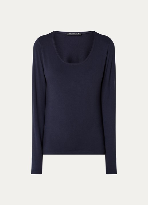 Expresso Longsleeve met ronde hals - voorkant donkerblauw