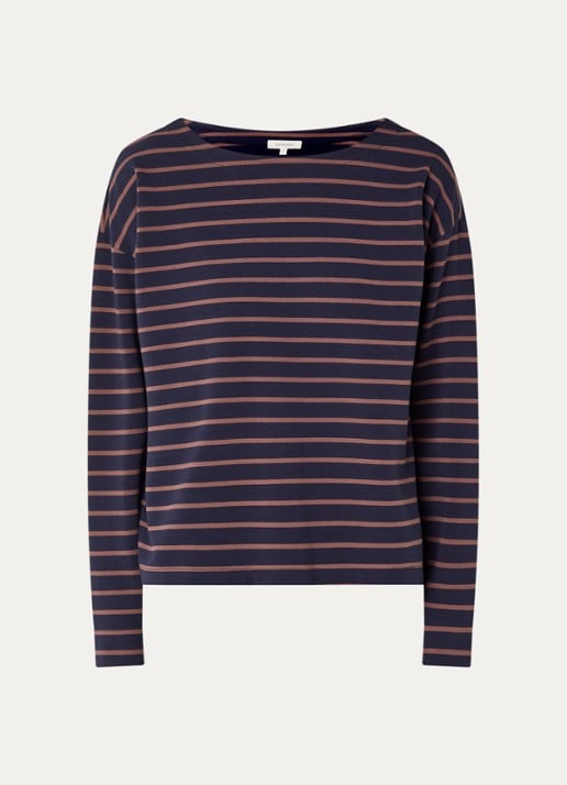 Expresso Longsleeve met streepprint - voorkant 2 donkerblauw
