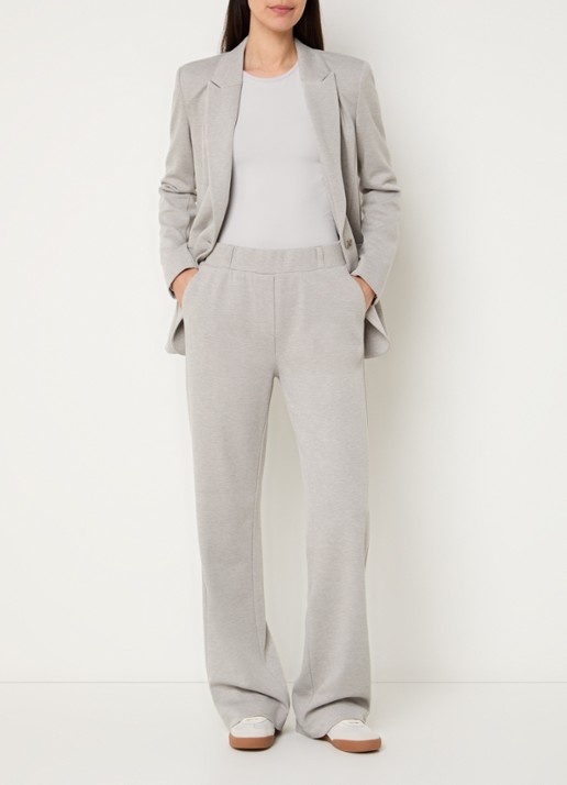 Expresso Mid waist flared fit broek met steekzakken - voorkant 3 lichtgrijs
