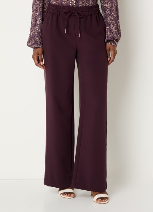 Expresso Mid waist flared fit broek met steekzakken - detail 4 aubergine
