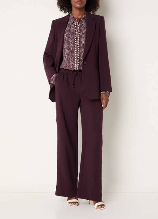 Expresso Mid waist flared fit broek met steekzakken - voorkant 2 aubergine