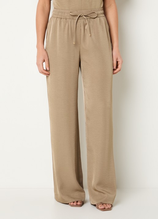 Expresso Mid waist loose fit broek met glanzende finish en steekzakken