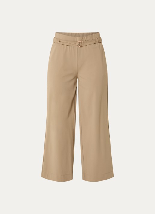 Expresso Mid waist loose fit pantalon met steekzakken - voorkant 2 lichtbruin