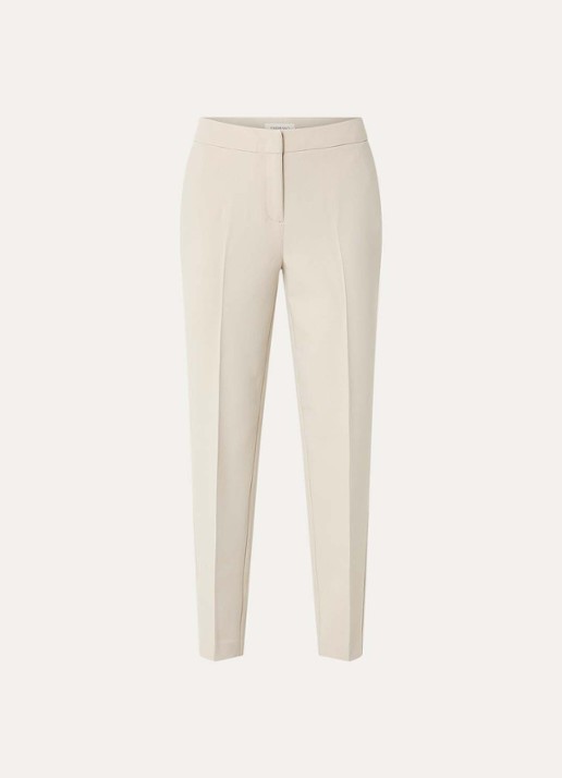 Expresso Mid waist regular fit pantalon met steekzakken - voorkant beige