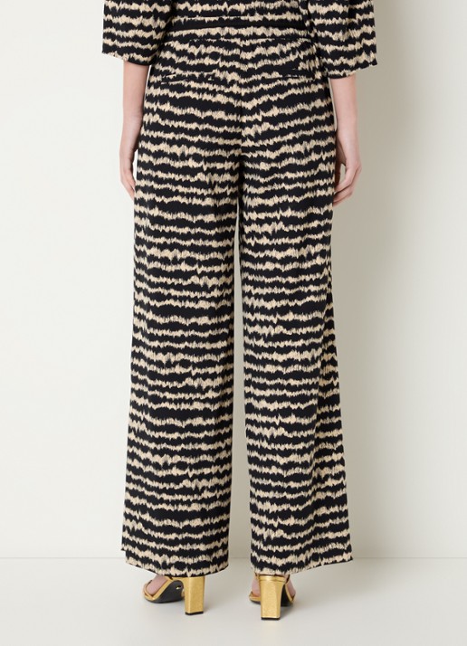 Expresso Mid waist wide fit broek met print - achterkant 4 zwart