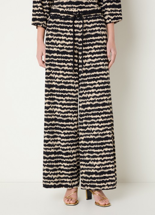 Expresso Mid waist wide fit broek met print