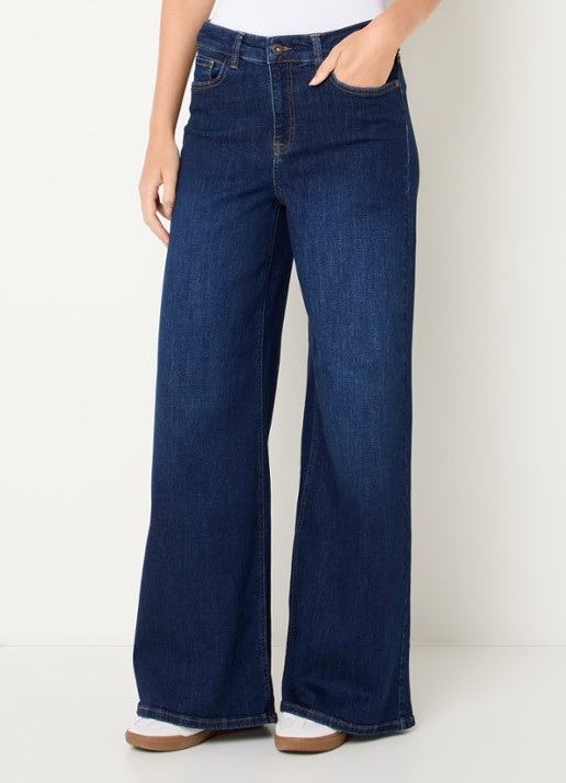 Expresso Mid waist wide fit jeans met donkere wassing