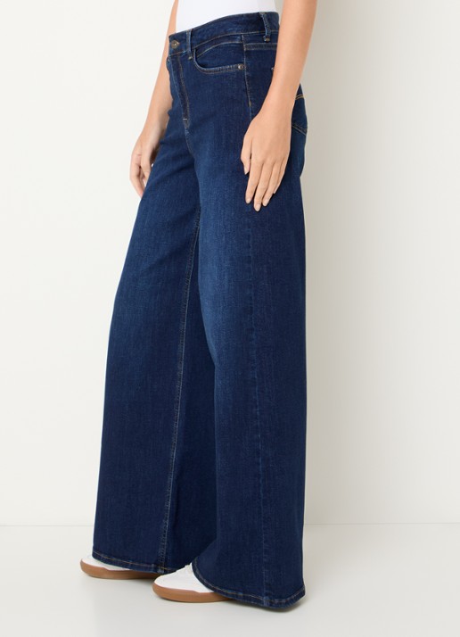 Expresso Mid waist wide fit jeans met donkere wassing - detail 5 donkerblauw