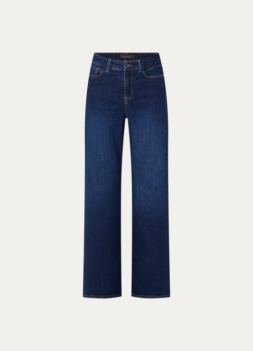 Expresso Mid waist wide fit jeans met donkere wassing - voorkant 2 donkerblauw