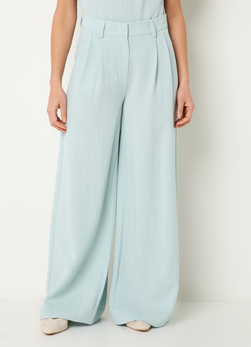 Expresso Mid waist wide fit palazzo broek van linnen