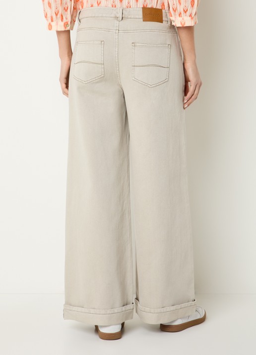 Expresso Mid waist wide leg jeans met gekleurde wassing - achterkant beige
