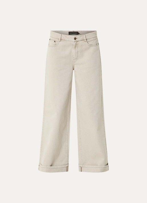 Expresso Mid waist wide leg jeans met gekleurde wassing - voorkant 4 beige