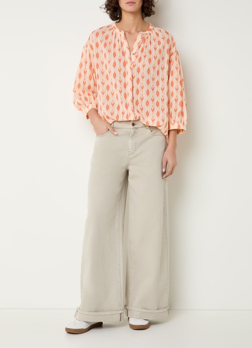 Expresso Mid waist wide leg jeans met gekleurde wassing - voorkant 5 beige
