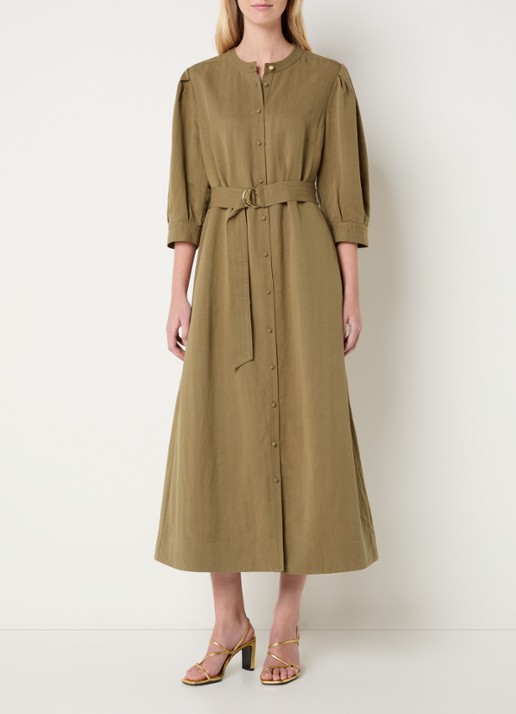 Expresso Midi jurk met ceintuur en ballonmouw