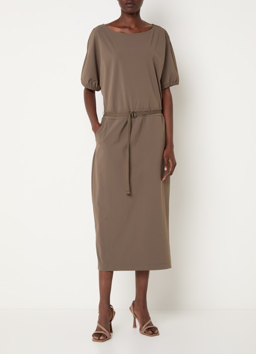Expresso Midi jurk met ceintuur en steekzakken - detail 3 zand