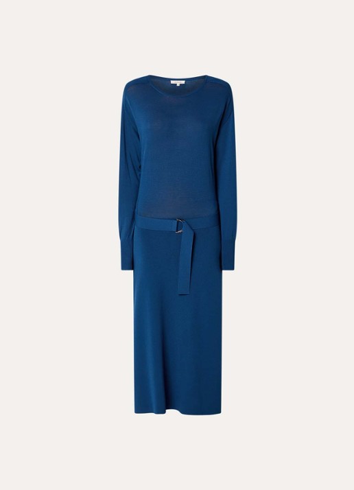 Expresso Midi jurk met ceintuur - voorkant 2 kobaltblauw