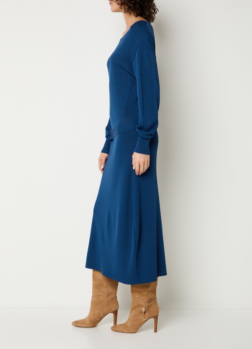 Expresso Midi jurk met ceintuur - voorkant 3 kobaltblauw