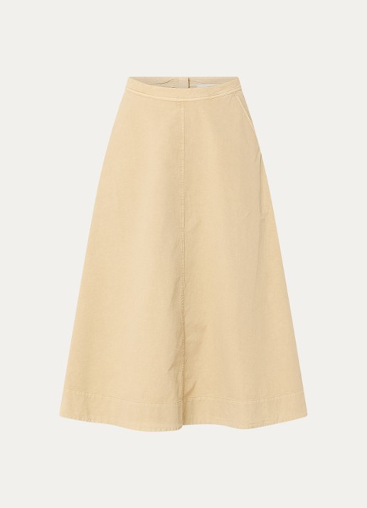 Expresso Midi rok in linnenblend met steekzakken - voorkant 3 beige