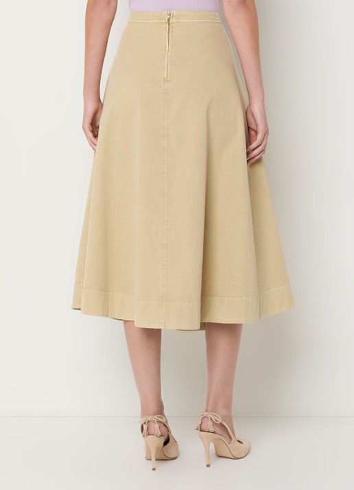 Expresso Midi rok in linnenblend met steekzakken - achterkant 2 beige