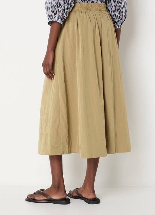 Expresso Midi rok met steekzakken en ceintuur - achterkant camel