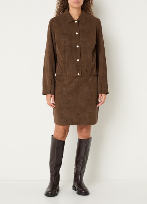 Expresso Mini rok van imitatiesuède - voorkant 3 bruin
