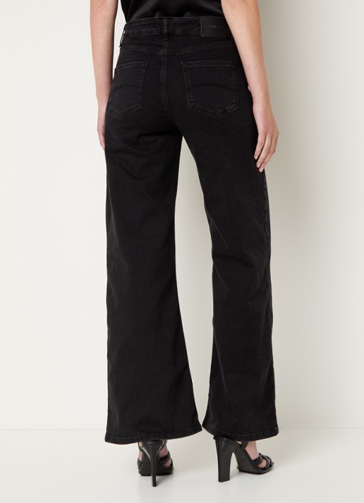 Expresso Noos high waist wide leg jeans met gekleurde wassing - achterkant 5 zwart