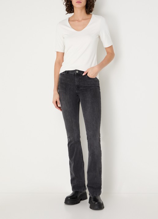 Expresso Noos mid waist flared jeans met gekleurde wassing - voorkant 5 donkergrijs