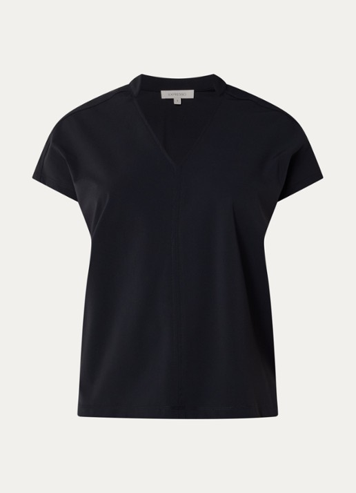 Expresso Noos T-shirt met V-hals - voorkant 3 zwart