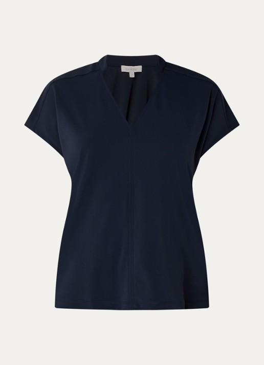 Expresso Noos T-shirt met V-hals - voorkant 2 donkerblauw