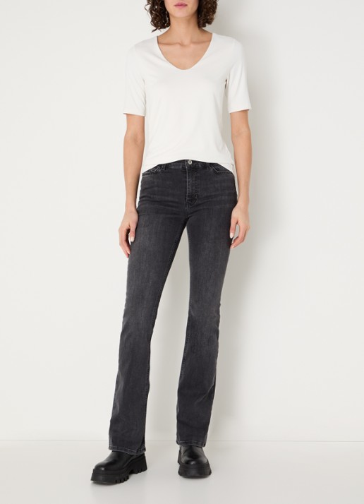 Expresso Noos T-shirt met V-hals - voorkant 3 vanillegeel