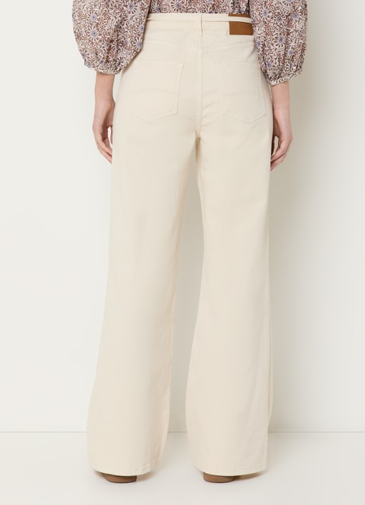 Expresso Paris mid waist wide leg jeans met gekleurde wassing - achterkant beige