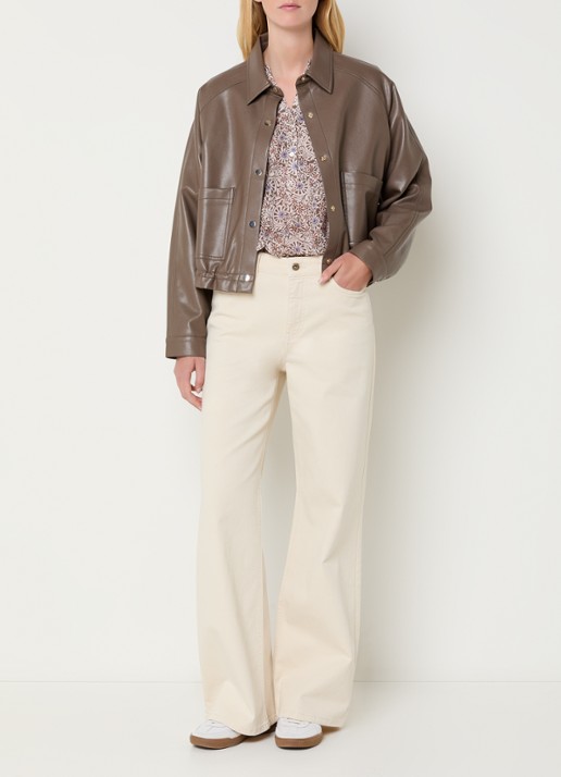 Expresso Paris mid waist wide leg jeans met gekleurde wassing - voorkant 5 beige