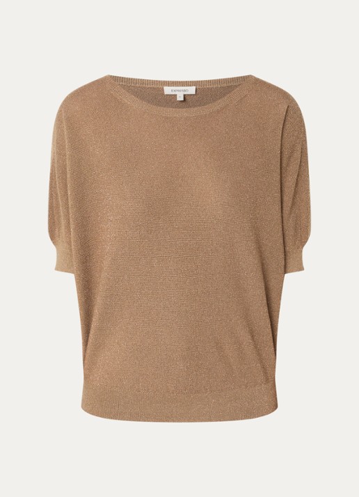 Expresso Pullover met lurex en boothals - voorkant 3 roestbruin
